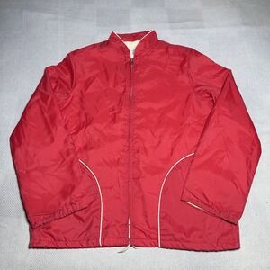 Vintage 60s‎ 70s Sears Red Full Zip Pockets Lined Windbreaker Jacket Size Large